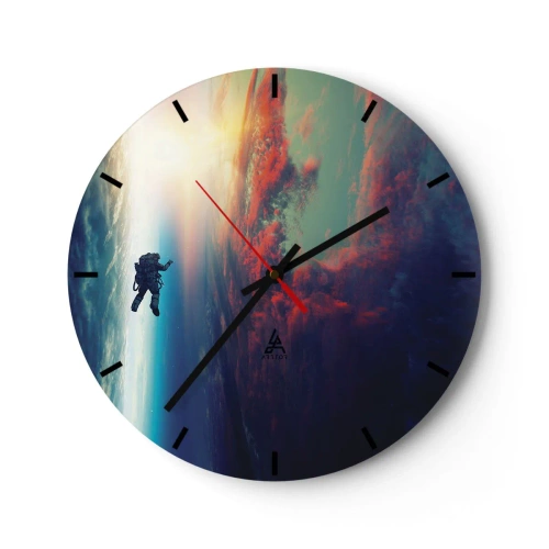 Wandklok - Klok - Een schilderachtige compositie van rode schaafplekken en structuren op een witte achtergrond - 30x30cm - Ga het universum tegemoet - Moderne wanddecoratie voor woonkamer, keuken en slaapkamer ARTTOR