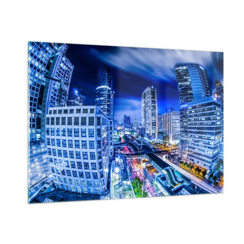 Schilderen op glas - Ritmes van de nachtstad - 100x70 cm