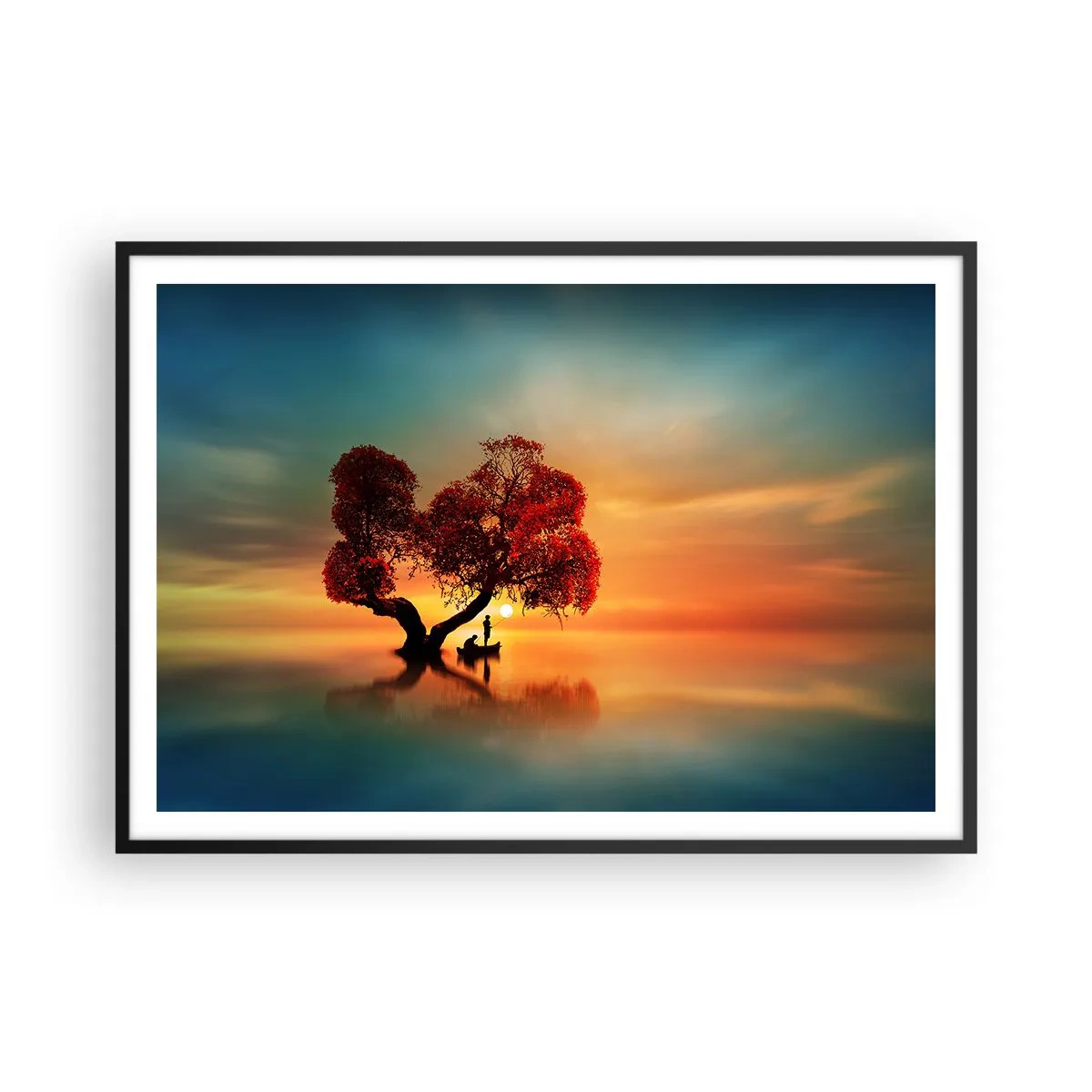 Poster in een zwarte lijst - Afstanders en de stilte van de wereldlozen - 100x70 cm