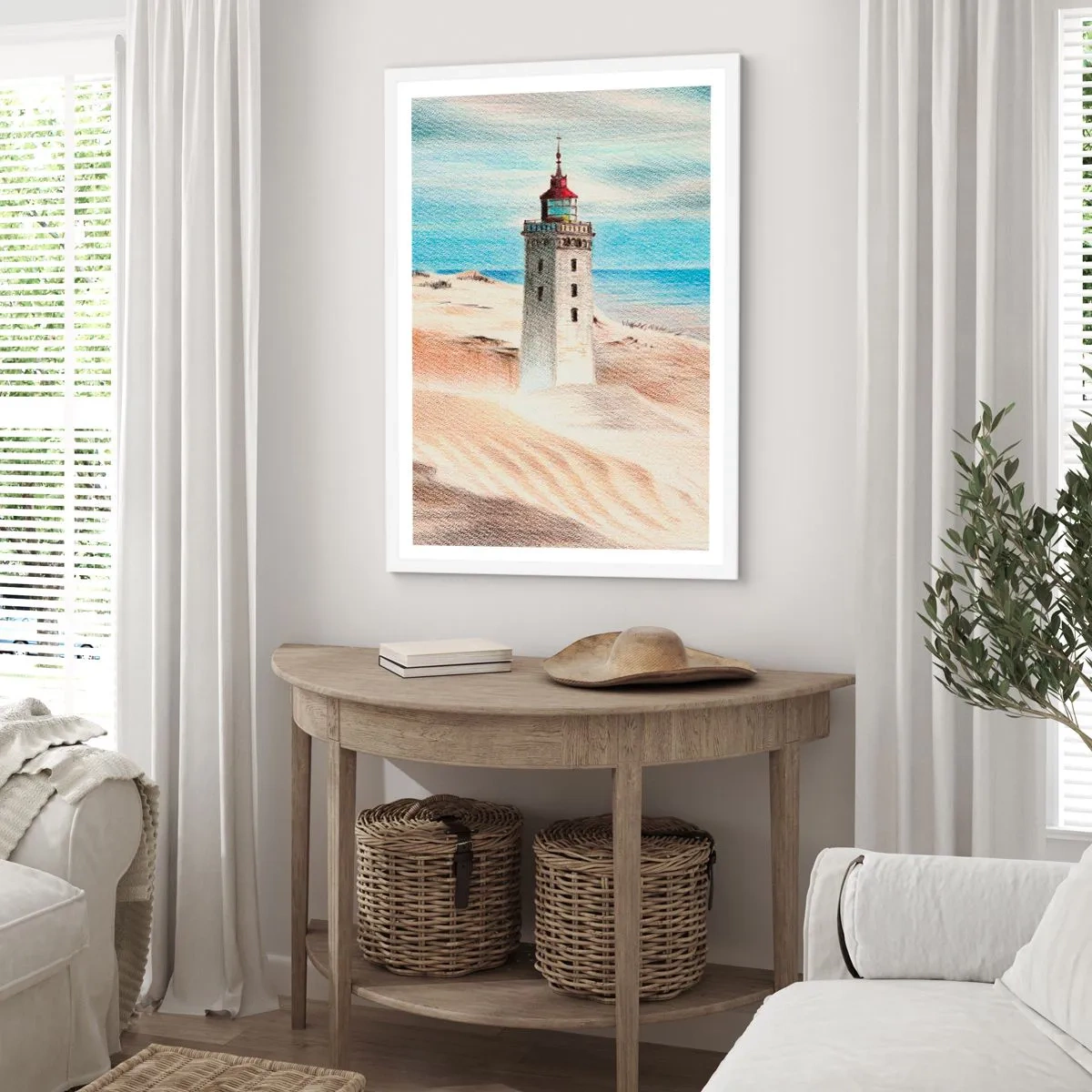 Poster in een witte lijst - Altijd staren naar de zee - 50x70 cm
