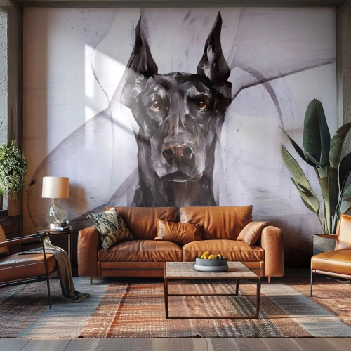 Fotobehang op maat Premium Sand - Hooggeboren - Abstractie, Doberman, Hond