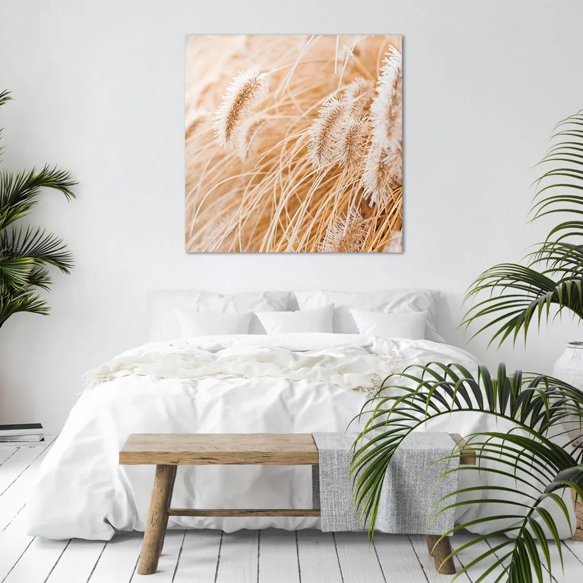 Schilderen op canvas - Het gouden geritsel van het gras - 60x60 cm