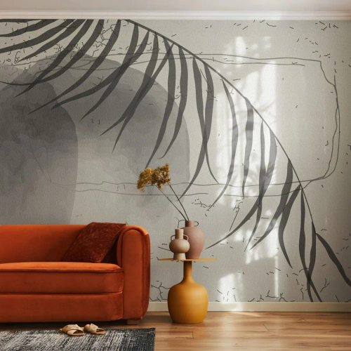Zelfklevend Fotobehang Deluxe Sticker - Het subtiele exotisme van de natuur - Minimalisme, Botanisch, Blad - 300x210 cm
