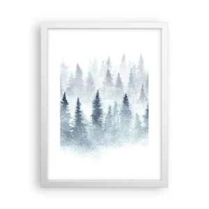 Poster in een witte lijst - Gehuld in mist - 30x40 cm