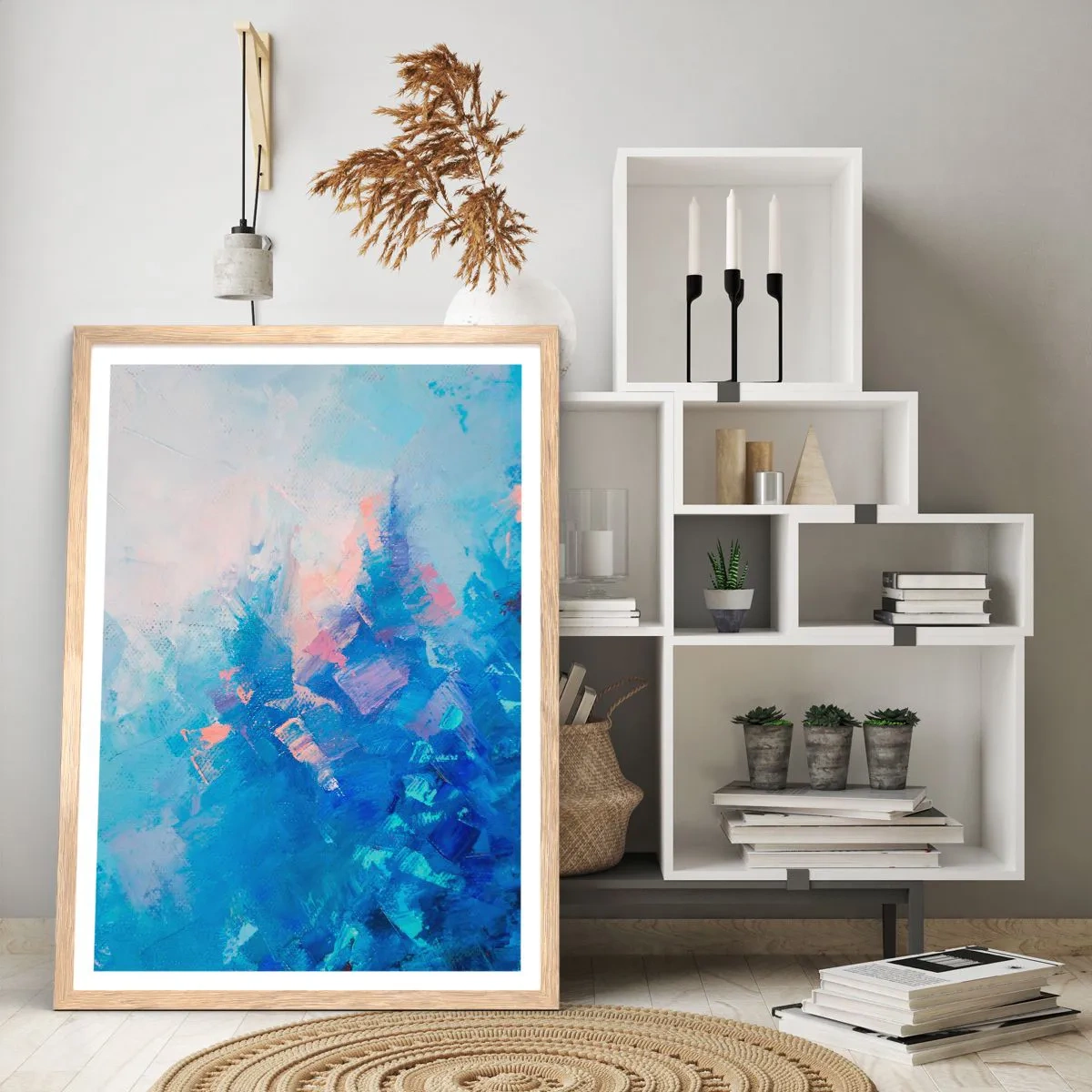 Een poster in een licht eiken lijst - Winter abstractie - 30x40 cm