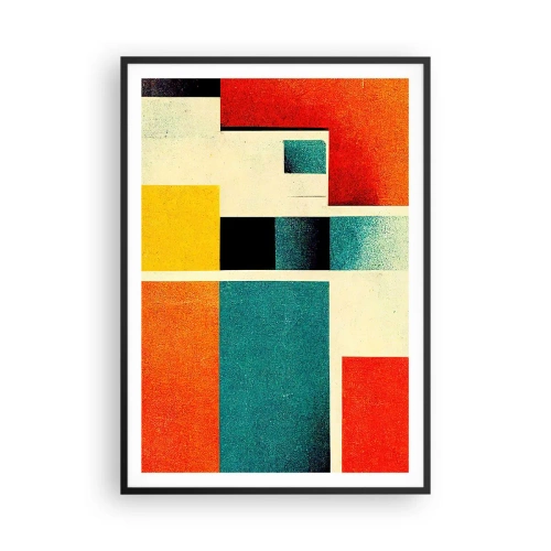 Poster in een zwarte lijst - Geometrische abstractie – goede energie - 70x100 cm