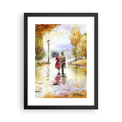 Poster in een zwarte lijst - Romantische herfst in het park - 30x40 cm