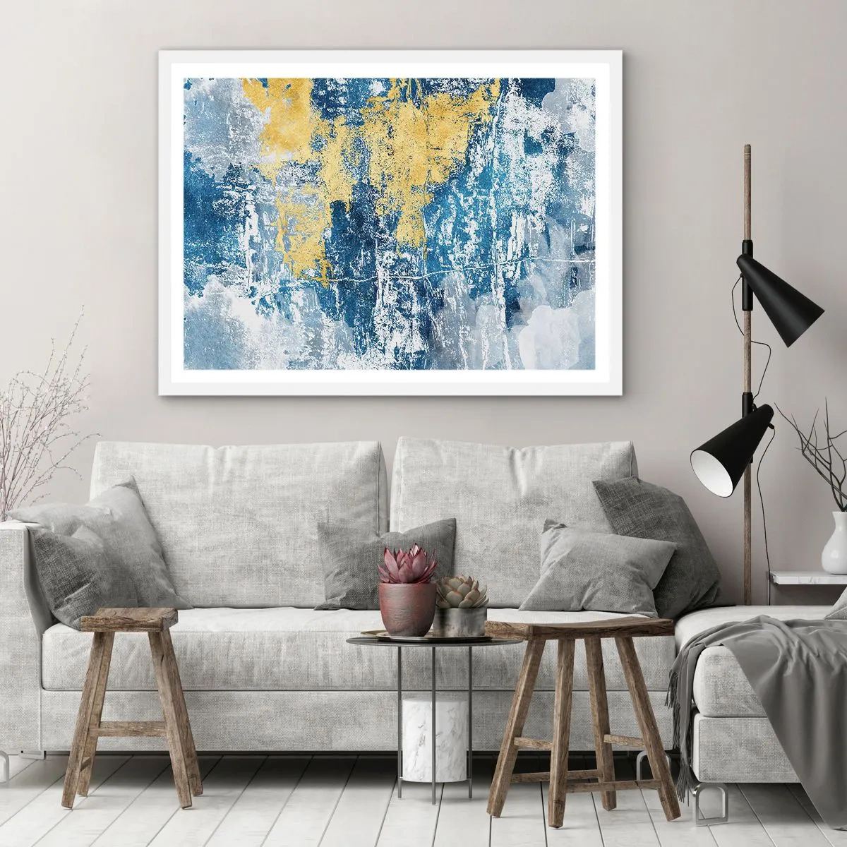 Poster in een witte lijst - Abstractie vol met weer - 50x40 cm