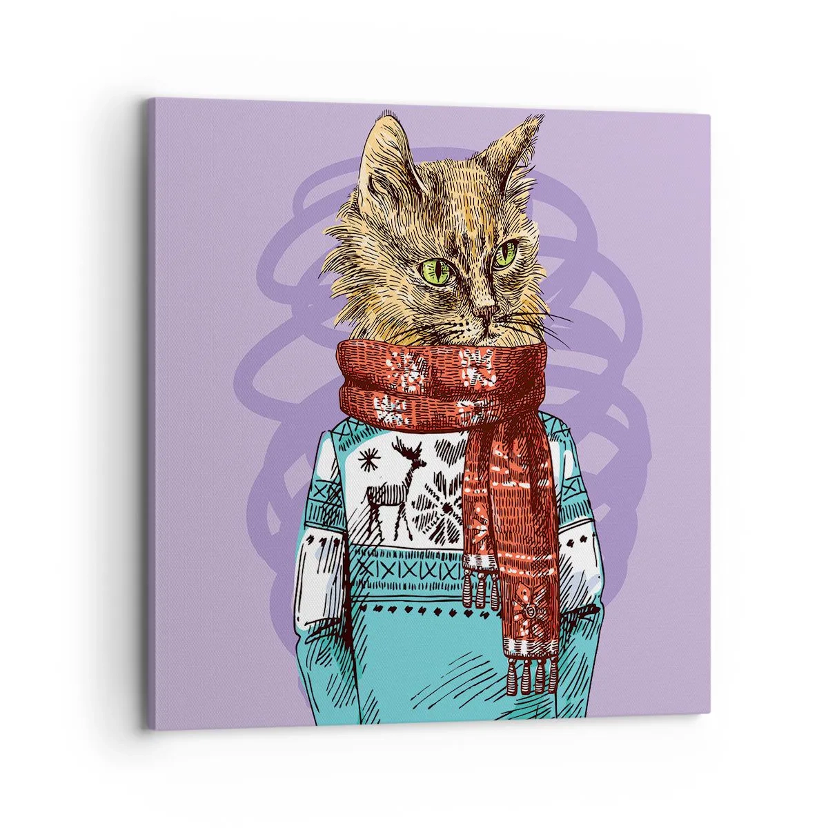 Schilderen op canvas - De kat niet alleen in schoenen - 70x70 cm
