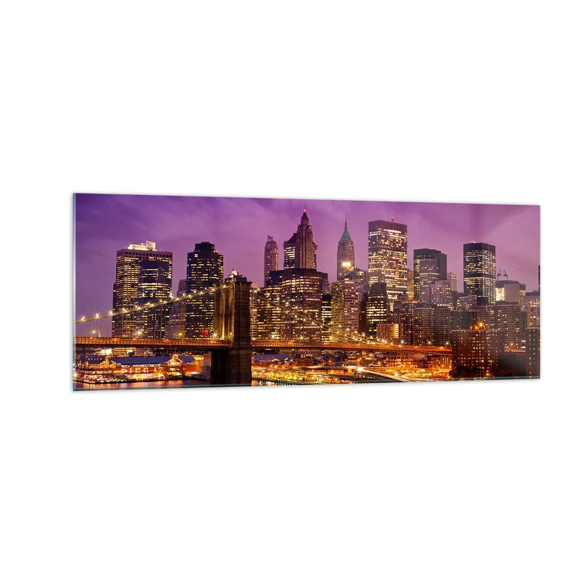 Schilderen op glas - Violet-goud Manhattan - 140x50 cm