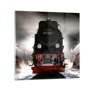 Schilderen op glas - Hij staat en hapt, hapt en blaast - 50x50 cm