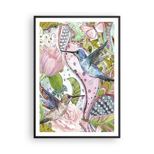 Poster in een zwarte lijst - Verstrikt in wijnstokken - 70x100 cm