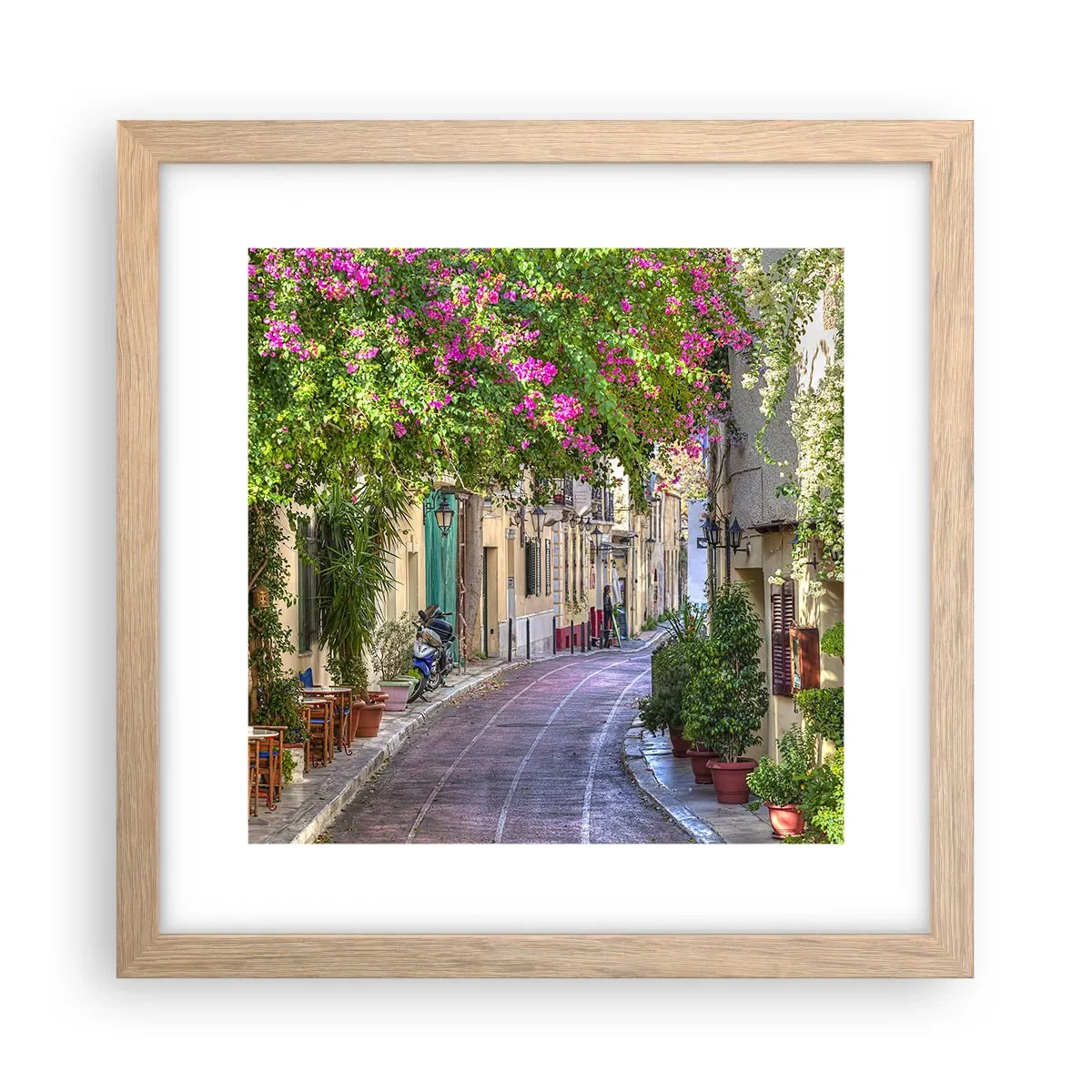 Een poster in een licht eiken lijst - Bloeiende steeg - 30x30 cm