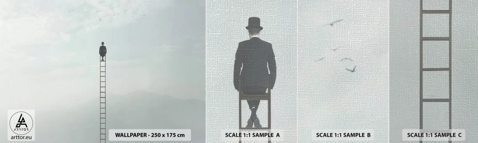 Fotobehang Monster Premium Canvas - Stap verder op! - Abstractie, Man, Deel - 100x30 cm