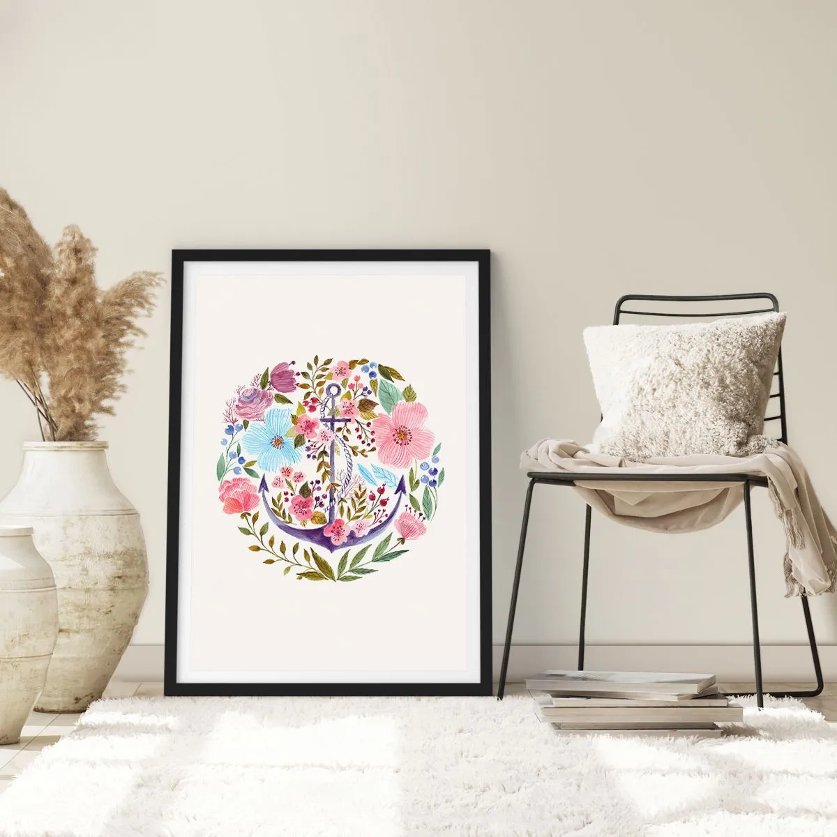 Poster in een zwarte lijst - Goede droom van zeeman - 70x100 cm