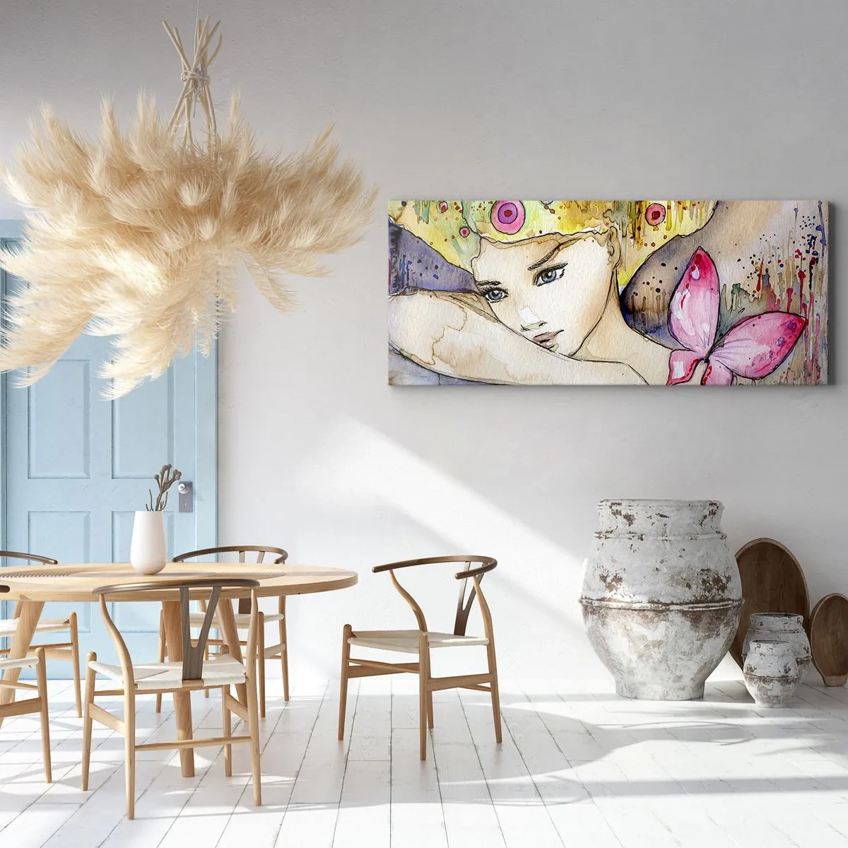 Schilderen op canvas - Vlinderprinses - 90x30 cm