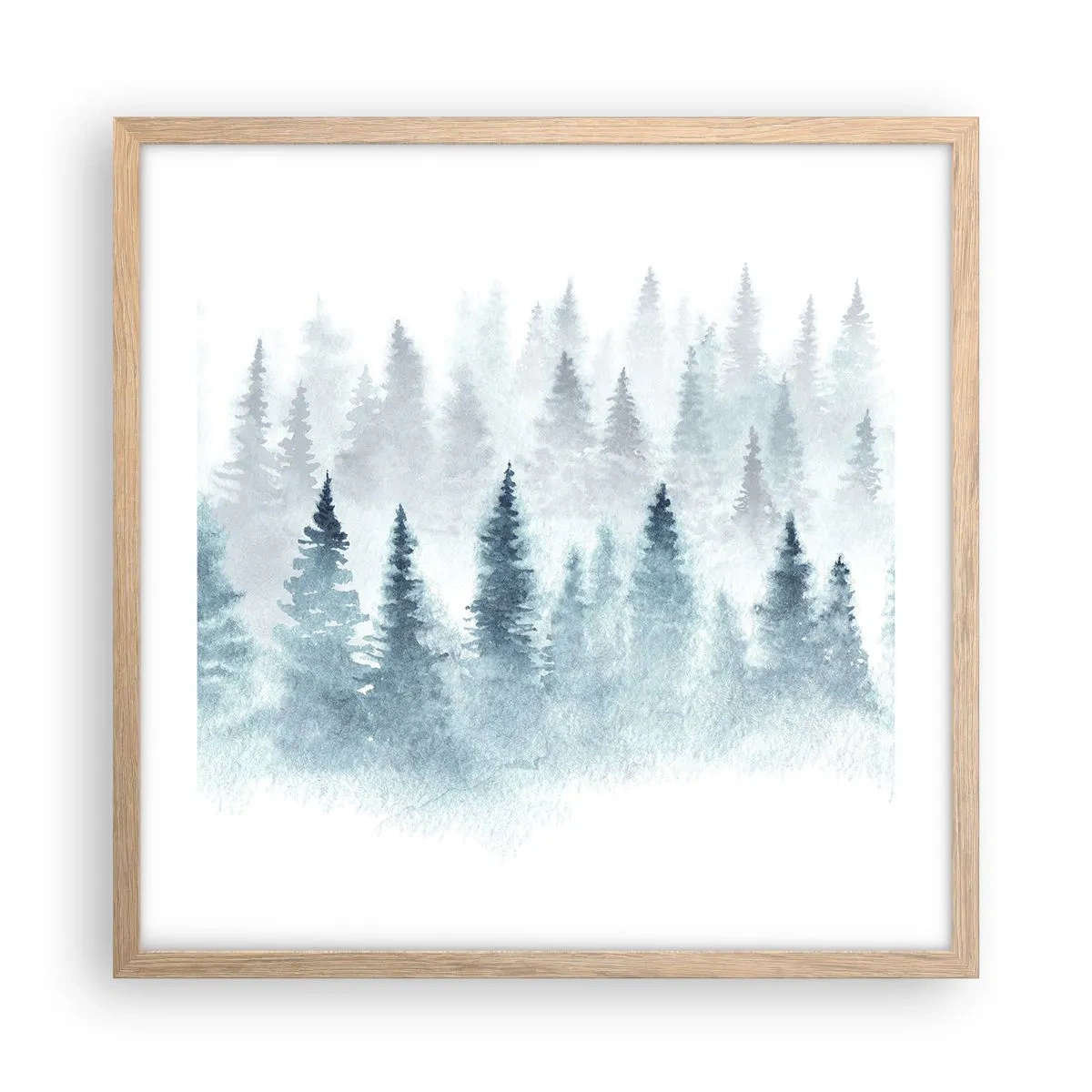 Een poster in een licht eiken lijst - Gehuld in mist - 50x50 cm