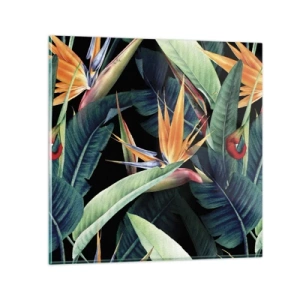 Schilderen op glas - Vlammende bloemen van de tropen - 70x70 cm