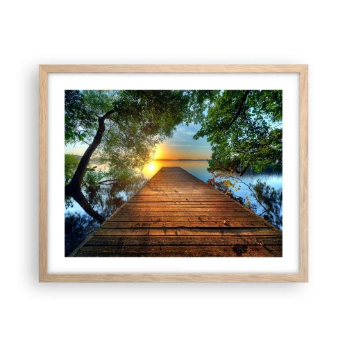 Een poster in een licht eiken lijst - Neem de tijd, ga zitten - 50x40 cm