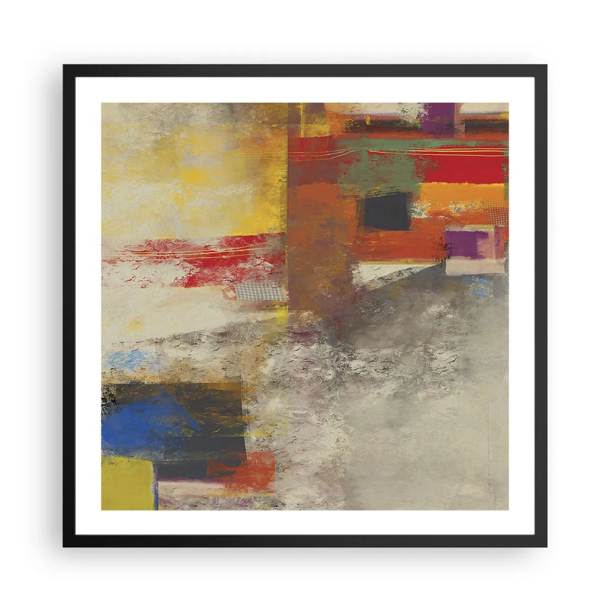 Poster in een zwarte lijst - Kleur geometrie - 60x60 cm