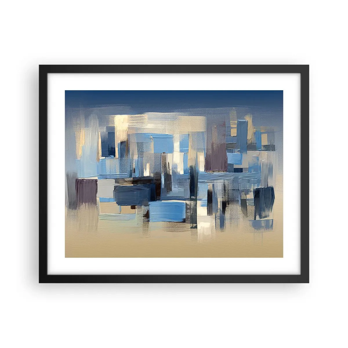 Poster in een zwarte lijst - Blauwe constructie - 50x40 cm
