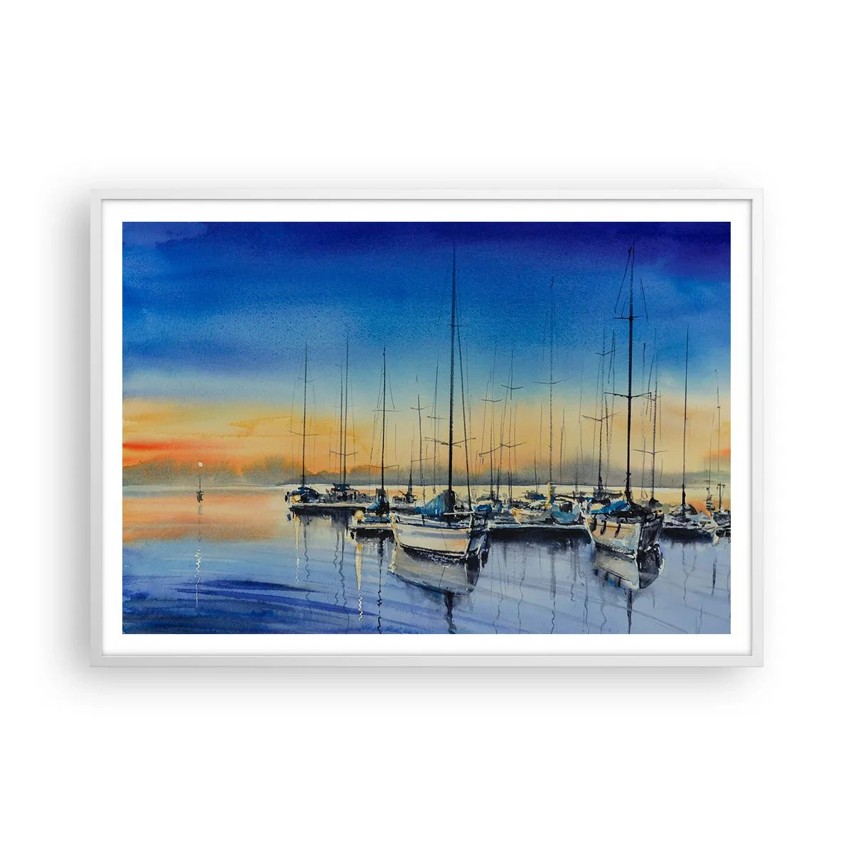 Poster in een witte lijst - Einde van een goede dag - 100x70 cm