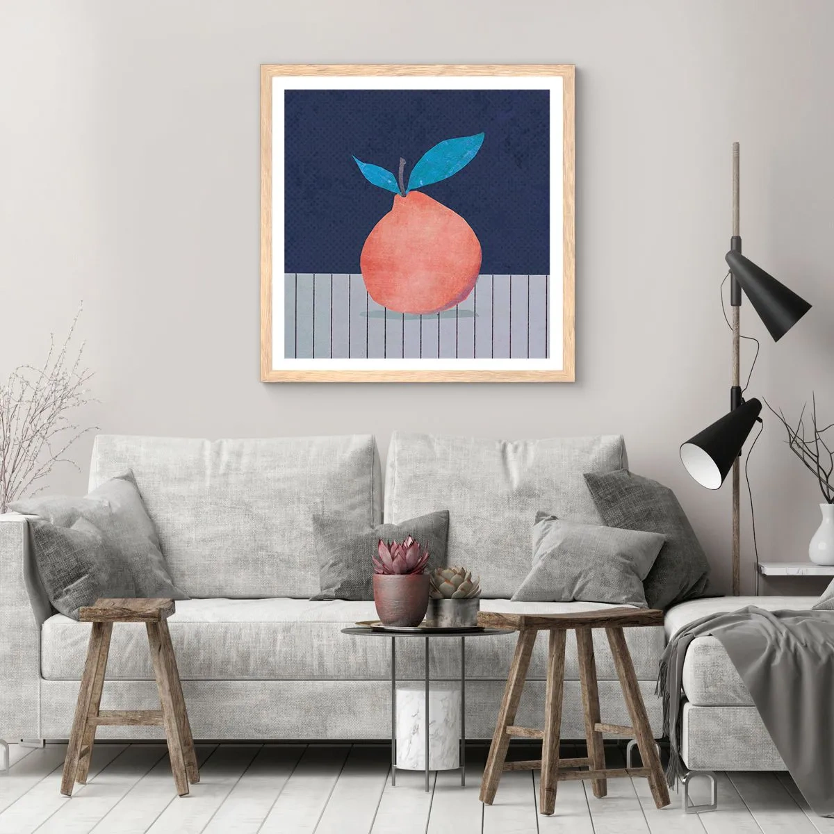 Een poster in een licht eiken lijst - Convexiteit en vlak - 50x50 cm