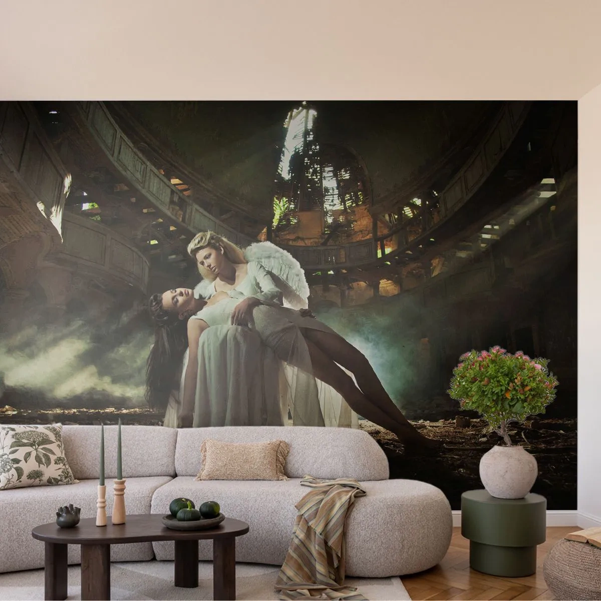 Zelfklevend Fotobehang Deluxe Sticker - De geest van het oude theater - Vrouw, Engel, Deel - 400x280 cm