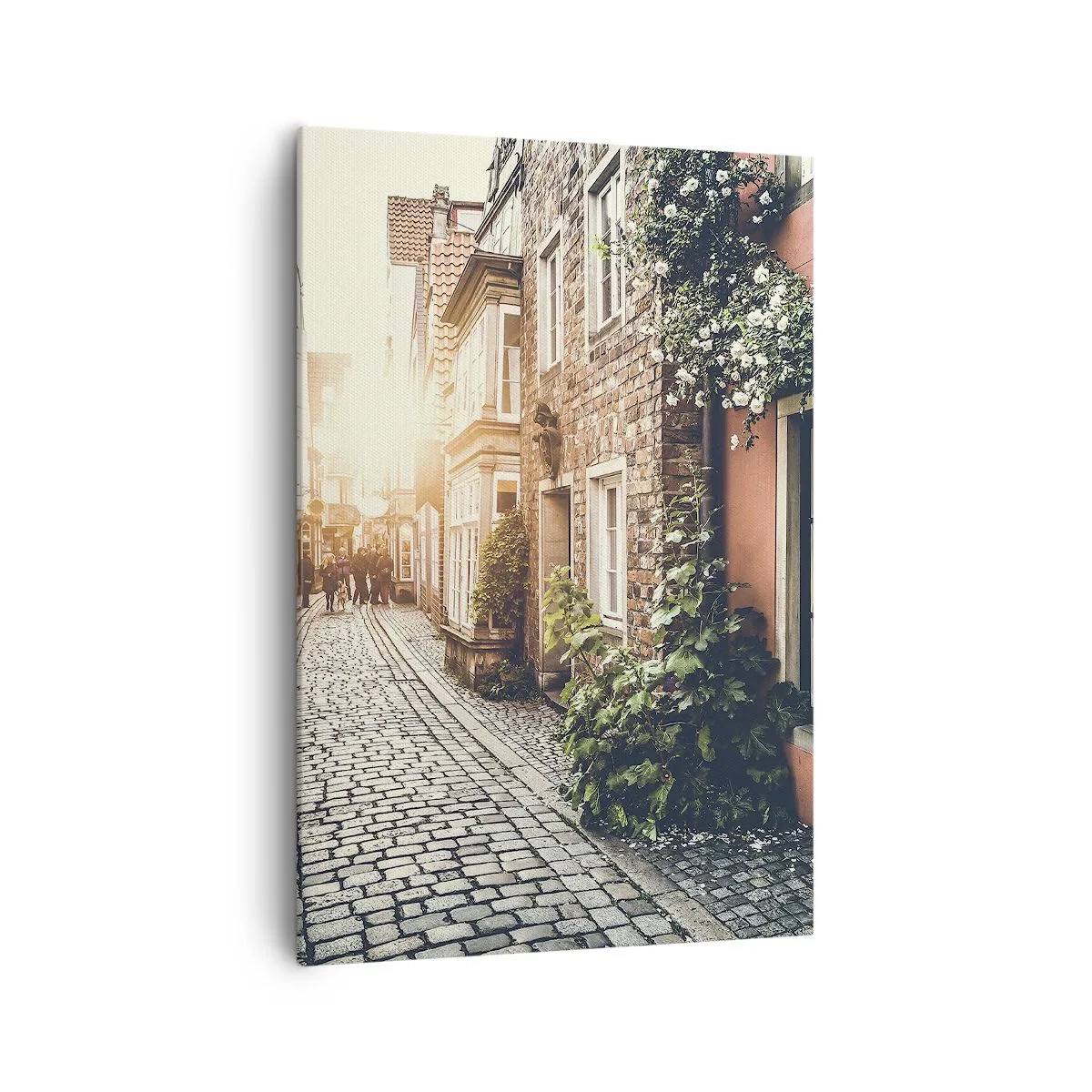 Schilderen op canvas - Rozensteeg in roze gloed - 70x100 cm