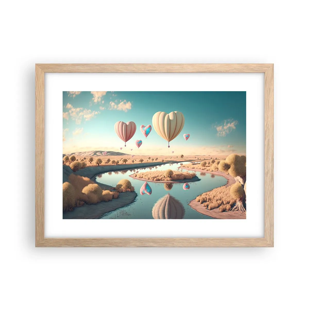 Een poster in een licht eiken lijst - Liefde laat je vliegen - 40x30 cm
