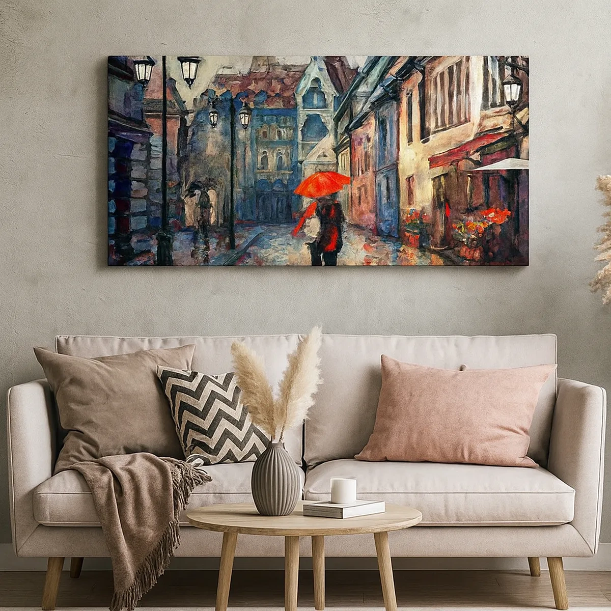 Schilderen op canvas - Regen voor twee - 30x30 cm