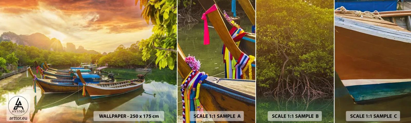 Fotobehang Monster Zelfklevend Deluxe Sticker - Voor een drukke dag - Landschap, Thailand, Zee - 100x30 cm