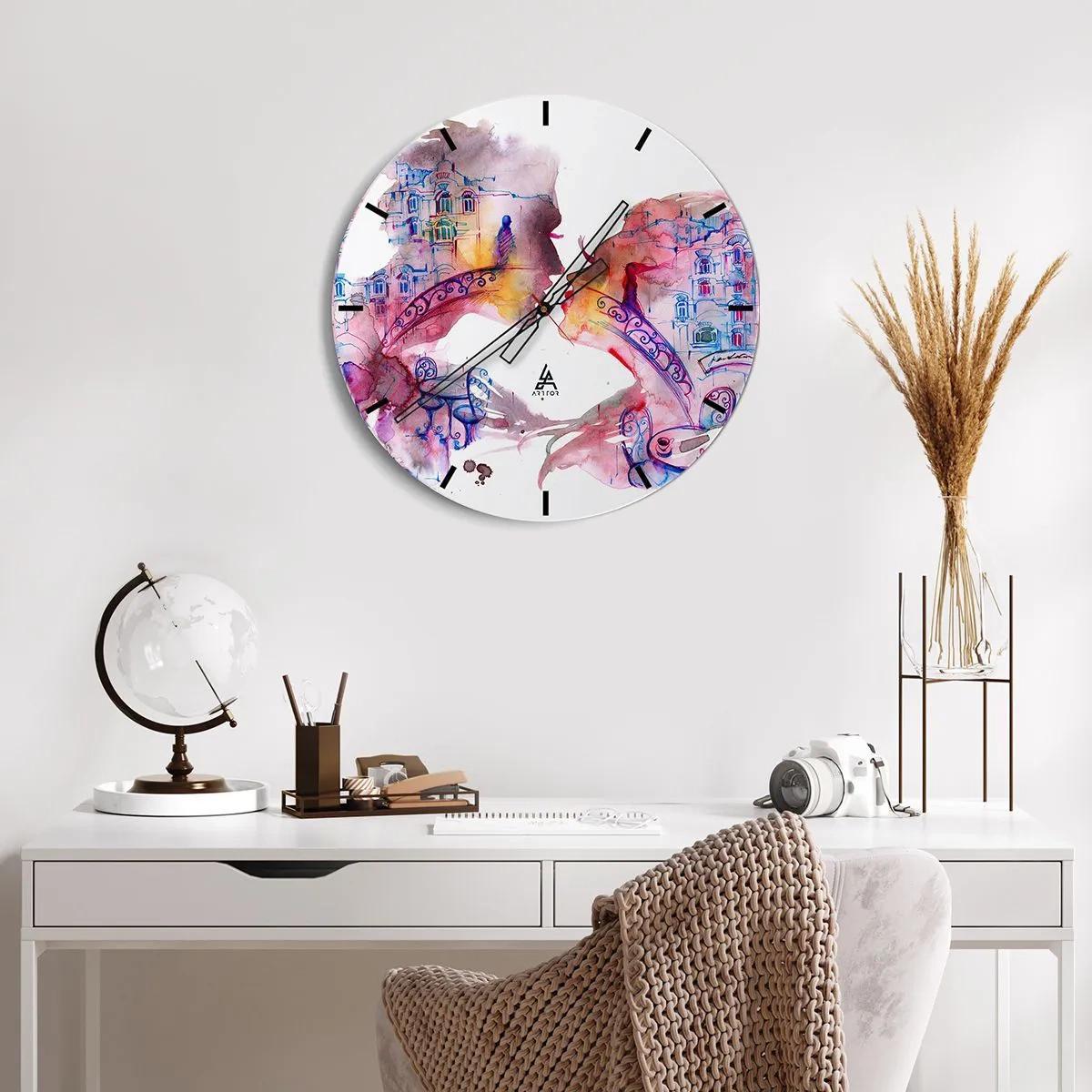 Wandklok - Klok - Kleurrijke afbeelding met een brug en architectuur op de achtergrond - 30x30cm - De geheime brug van zuchten - Moderne wanddecoratie voor woonkamer, keuken en slaapkamer ARTTOR