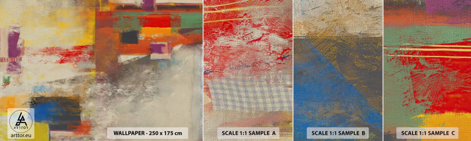 Fotobehang Monster Premium Canvas - Kleur geometrie - Abstractie, Deel, Schilderen - 100x30 cm