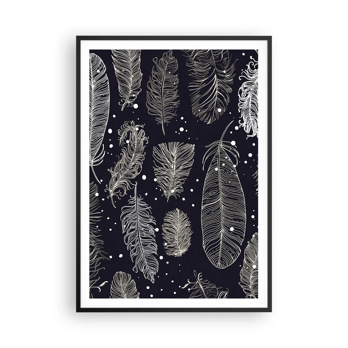 Poster in een zwarte lijst - Gevederde kant - 70x100 cm