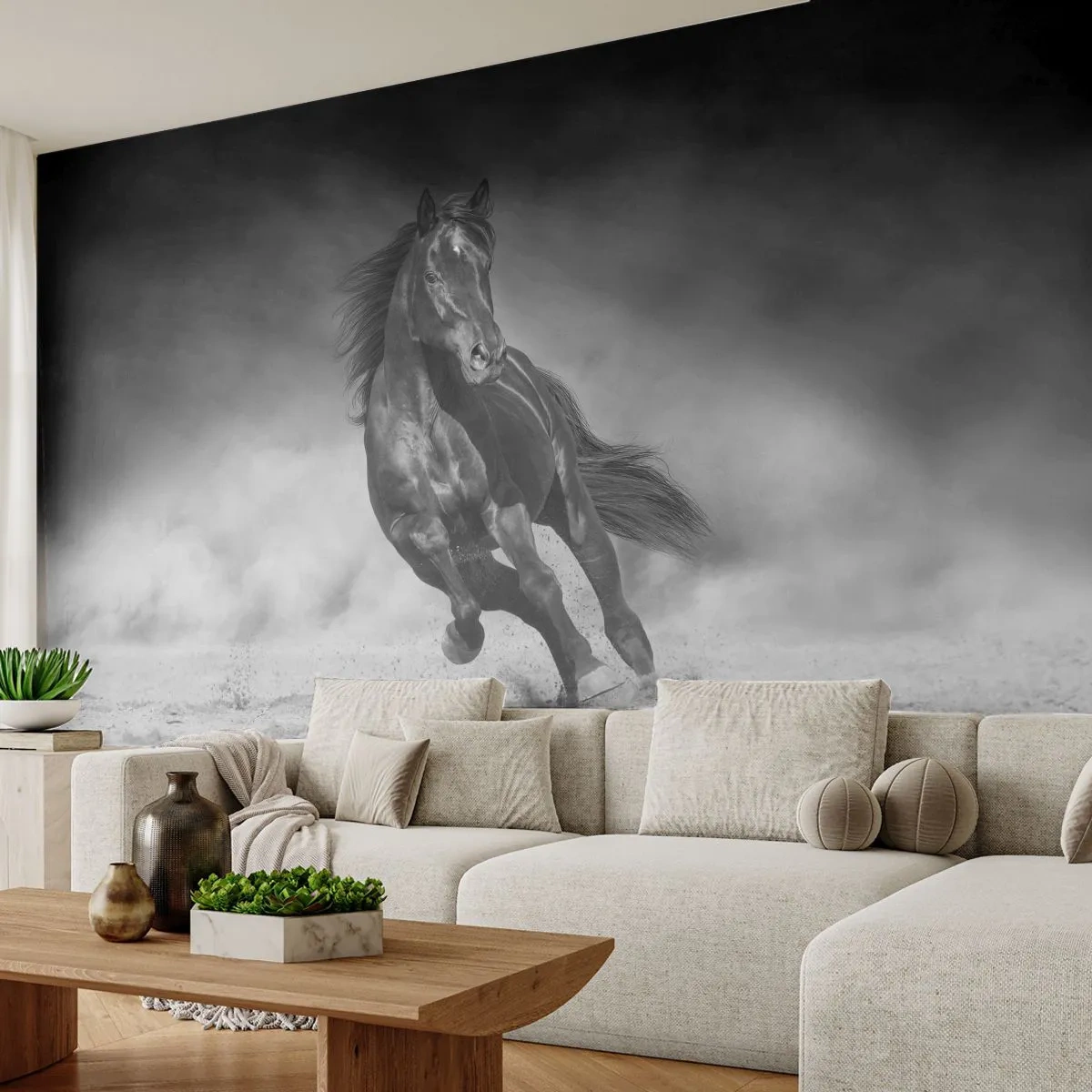 Fotobehang Premium Canvas - De emir zelf waardig - Paard, Dieren, Natuur - 100x70 cm