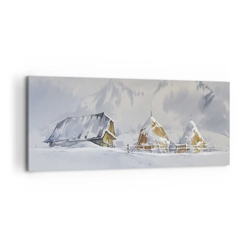 Schilderen op canvas - In een besneeuwde vallei - 100x40 cm