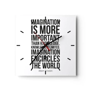 Wandklok - Klok - Einstein over de kracht van verbeelding - 30x30 cm