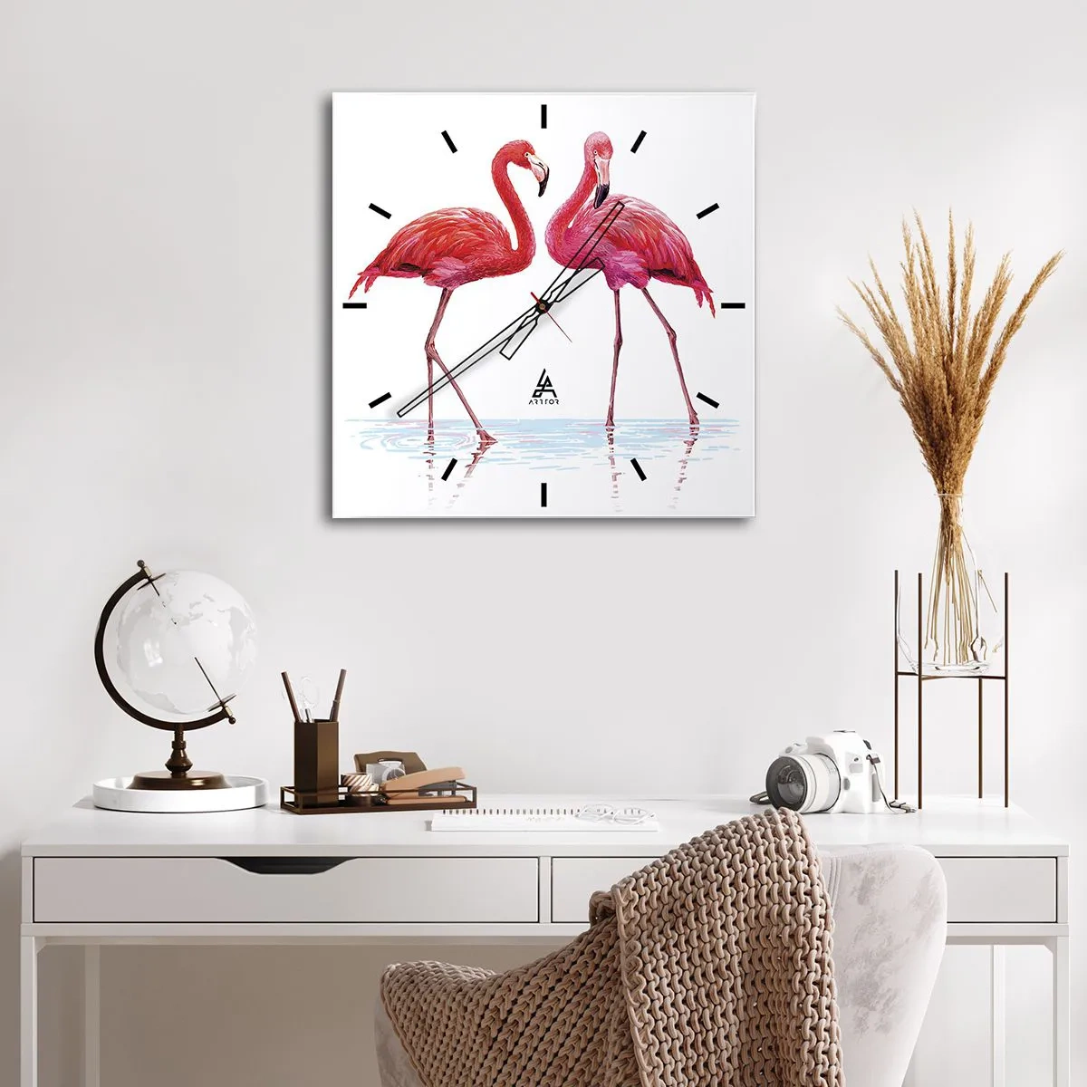 Wandklok - Klok - Roze randez-vous - 40x40 cm