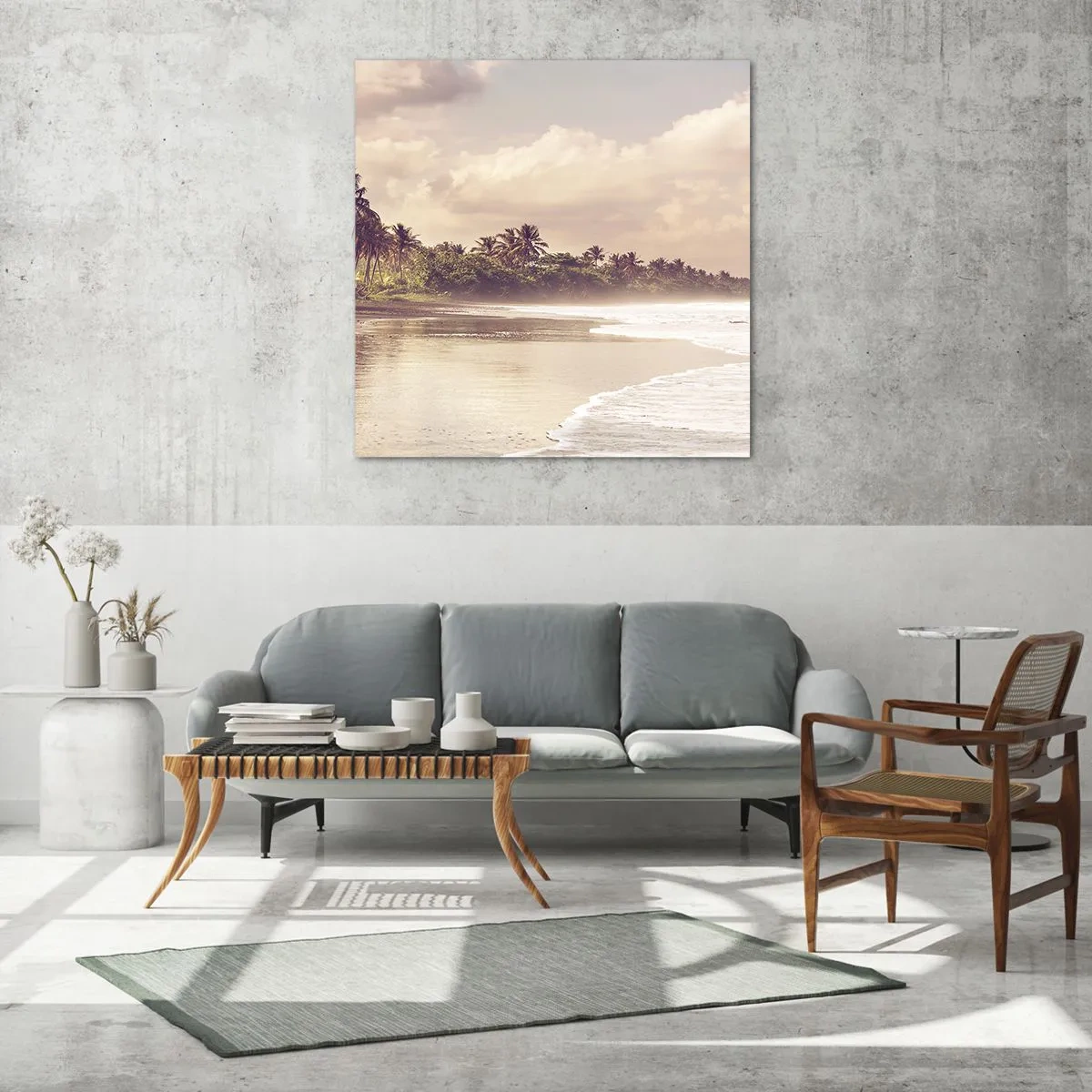 Schilderen op glas - De streling van de golven - 60x60 cm