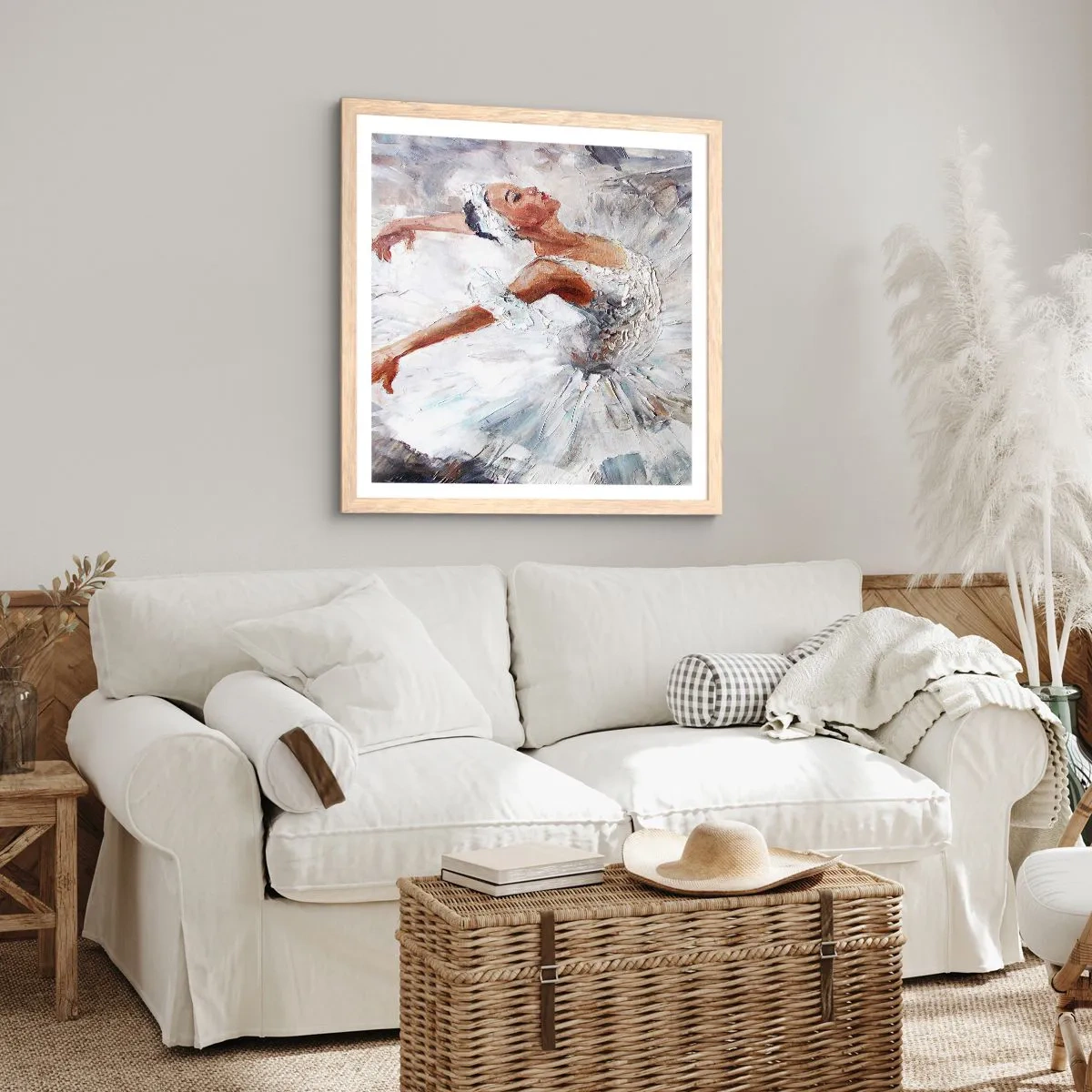 Een poster in een licht eiken lijst - Delicaat en licht als tule - 30x30 cm