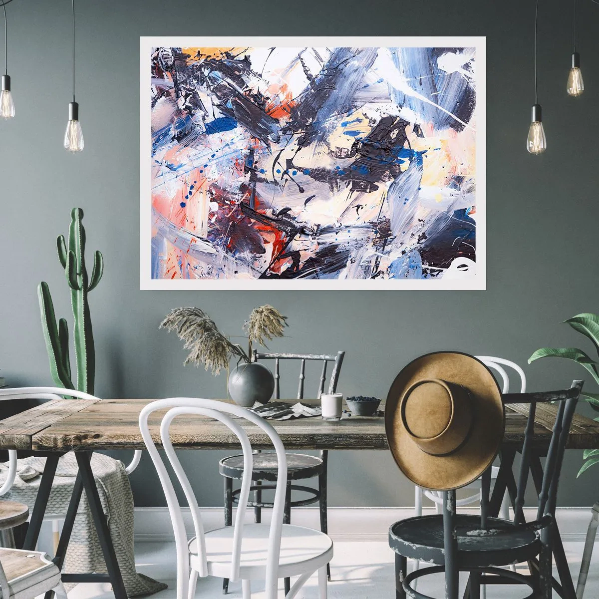 Poster - Gekke dans van abstractie - 91x61 cm