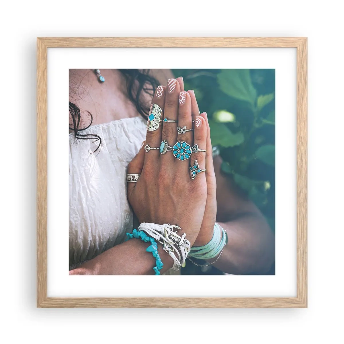 Een poster in een licht eiken lijst - Welkom in het centrum van het zijn - 40x40 cm