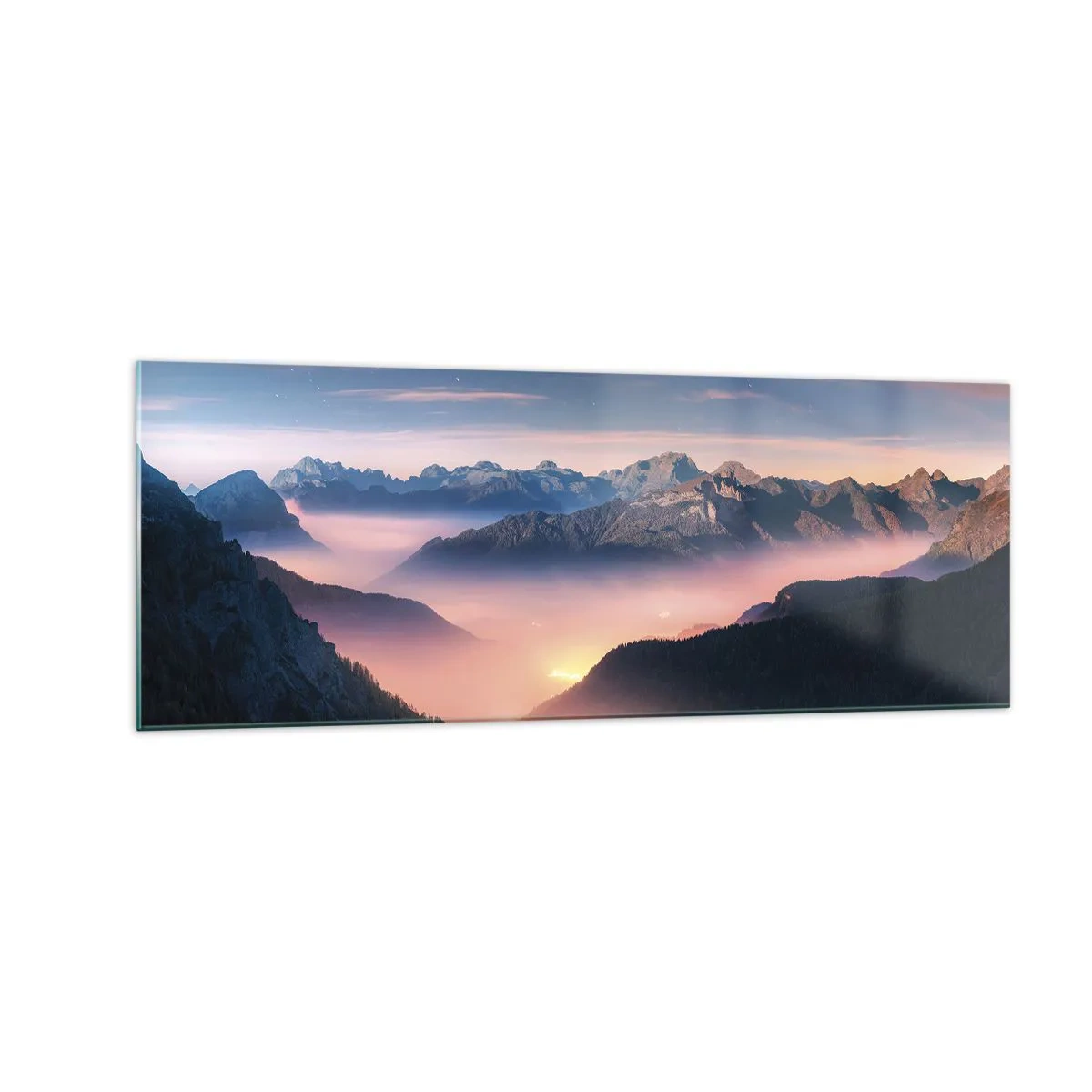 Schilderen op glas - Licht in de dalen - 140x50 cm