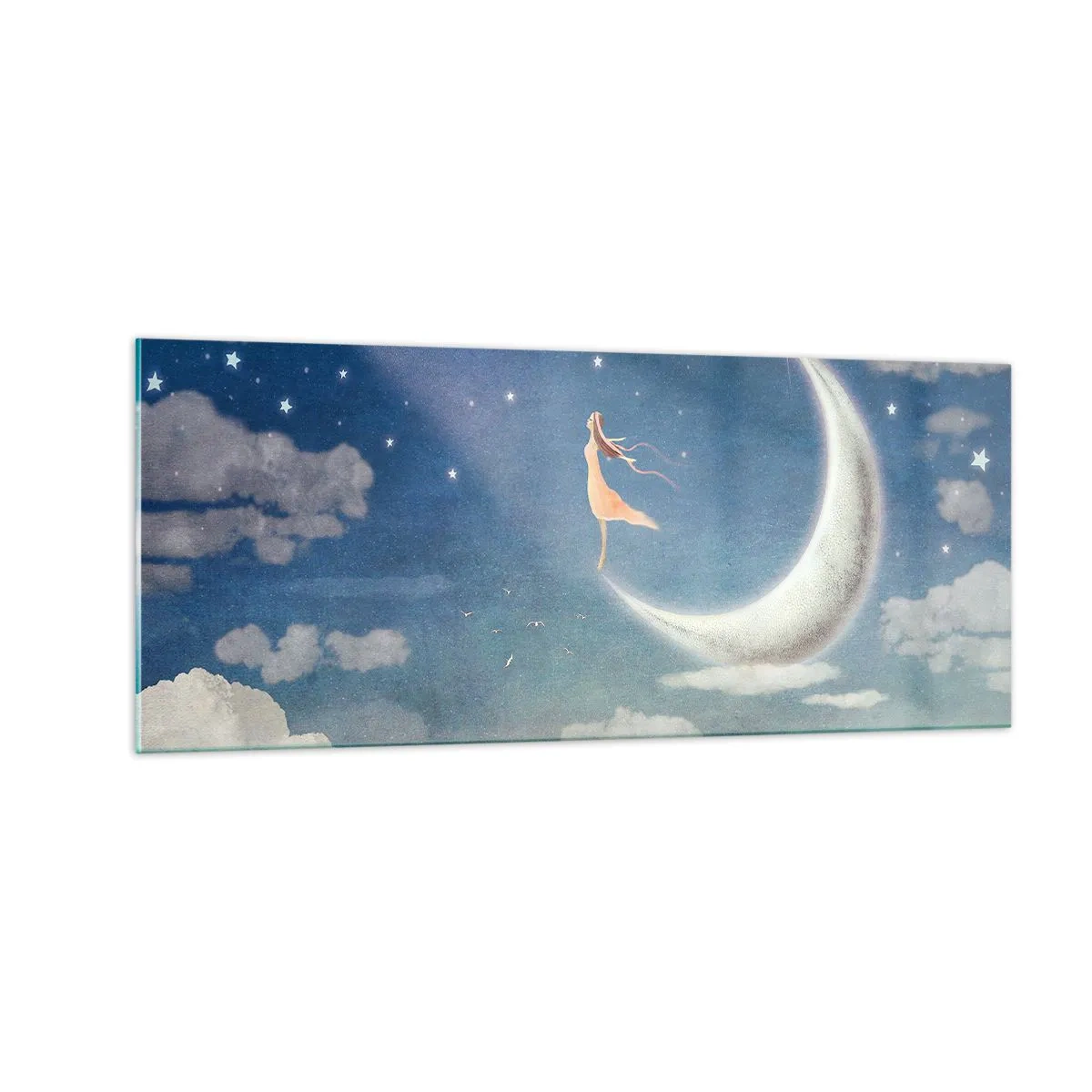 Schilderen op glas - Blauwe verleidster - 100x40 cm