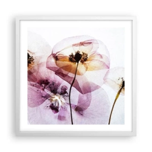 Poster in een witte lijst - Transparante lichaamsbloemen - 50x50 cm