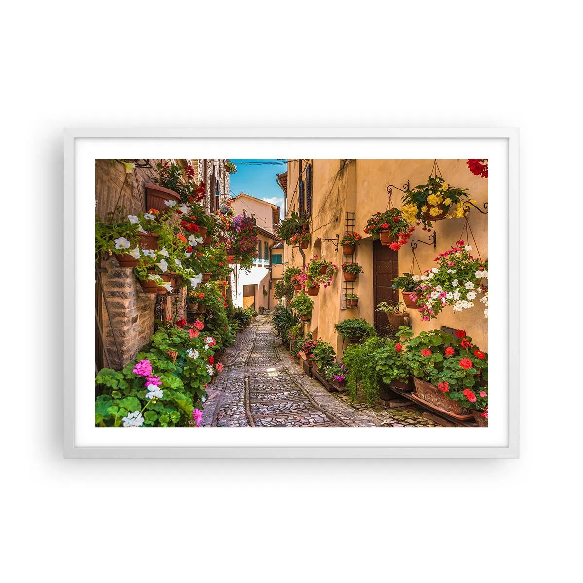 Poster in een witte lijst - Italiaans zijstraatje - 70x50 cm