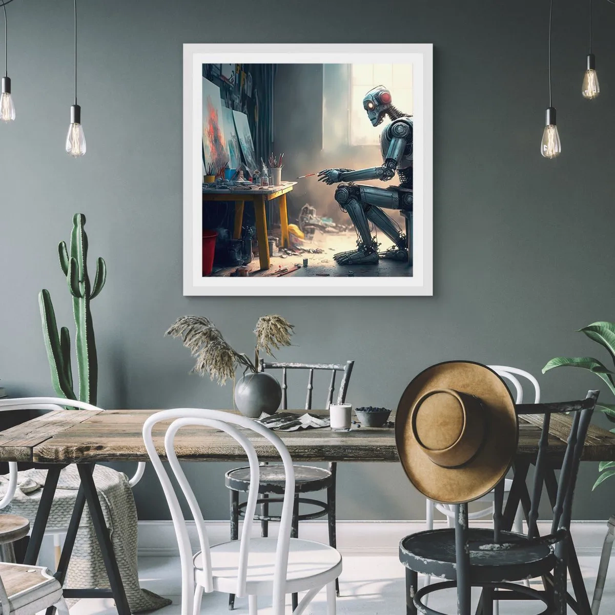 Poster in een witte lijst - De scheppingsdaad - 30x30 cm