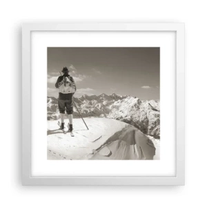 Poster in een witte lijst - En de bergen blijven onveranderd - 30x30 cm