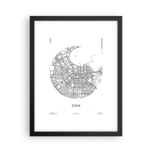Poster in een zwarte lijst - Anatomie van Doha - 30x40 cm
